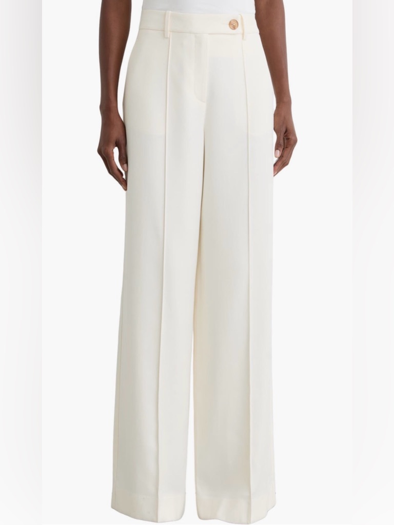 Reiss Malin High Waist Wide-Leg Cream Trousers
